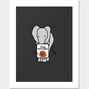 Small Vampire Elephant with Halloween Horror Card Posters and Art